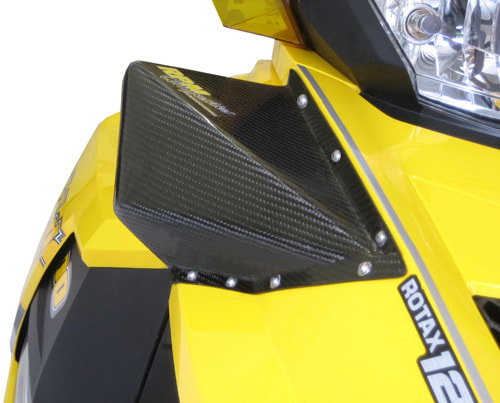 RM Composites carbon fiber hood deflector, throttle side